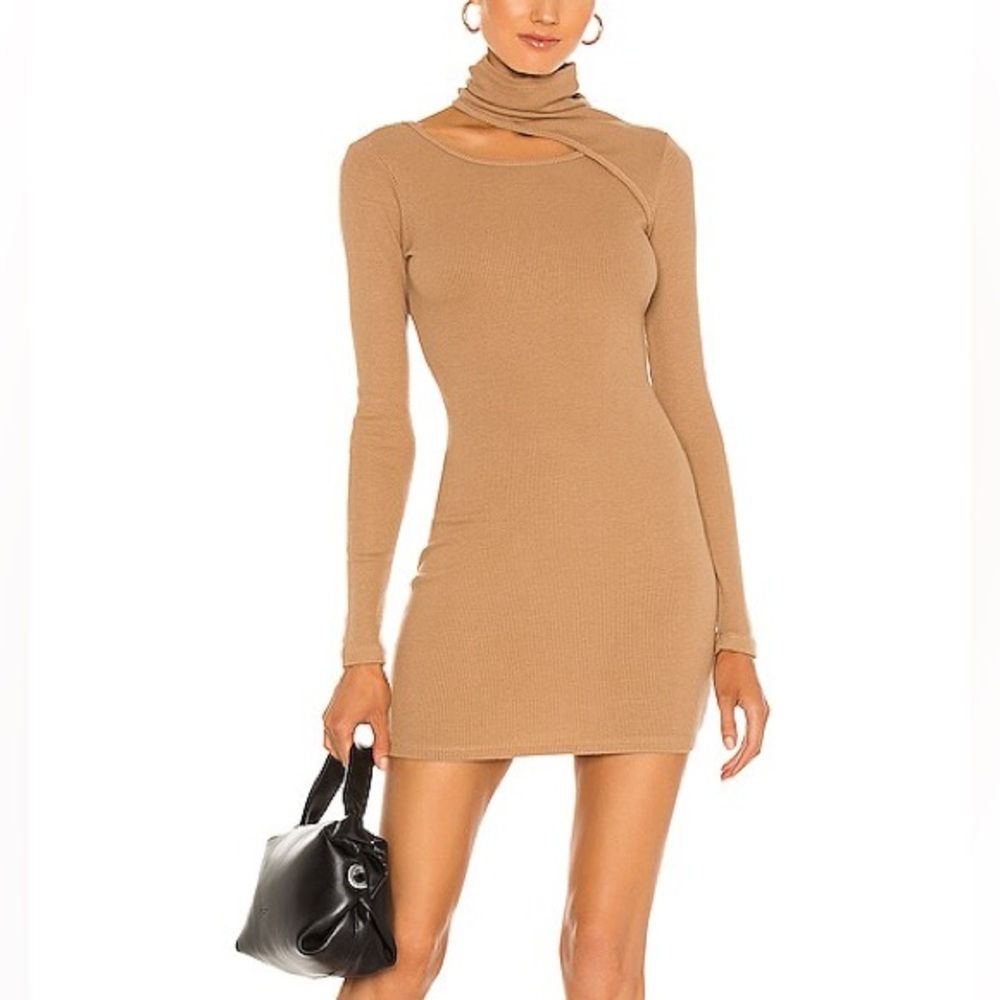 MONROW Turtleneck Dress in Latte